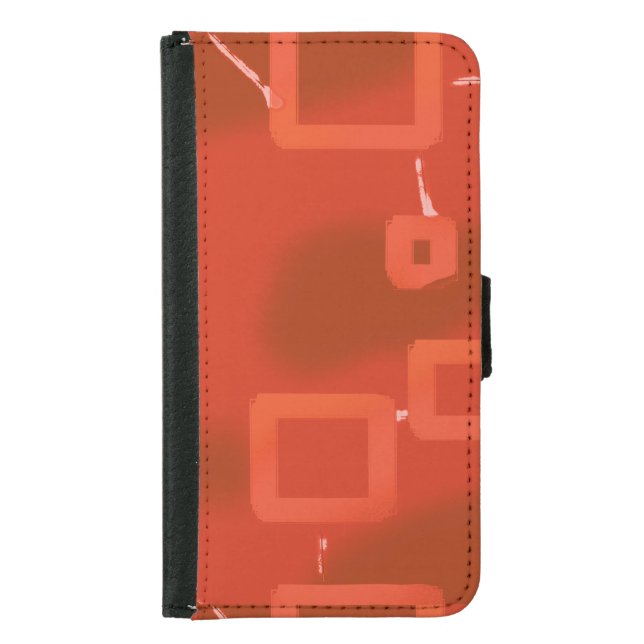 Red Whimsical Geometric Abstract Samsung Galaxy Wallet Case (Front)