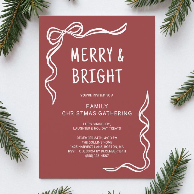 Red Whimsical Hand Drawn Family Christmas Party Invitation (Red Whimsical Hand Drawn Family Christmas Party Invitation)