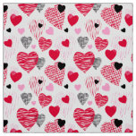 Red Whimsical Hearts Pattern Valentine Fabric
