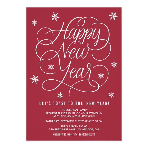 Red Whimsical New Year's Eve Party Invitation