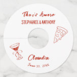 Red Whimsical Pizza That&#39;s Amore Italian Wedding Wine Glass Tag