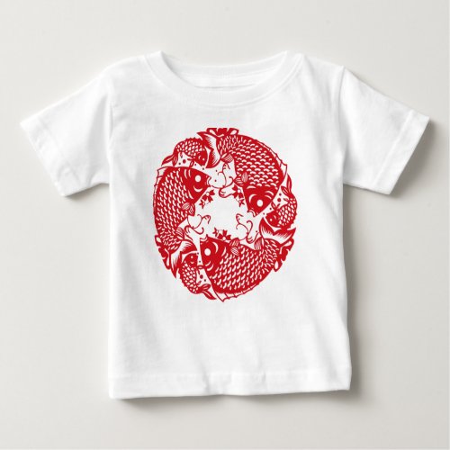 Red Whirling Koi Carp Fish Group Baby Tee