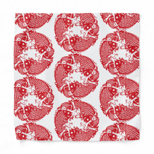 Red Whirling Koi Carp Fish Group Classic Bandana