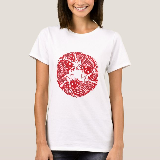 Red Whirling Koi Carp Fish Group Classic WT T-Shirt (Front)