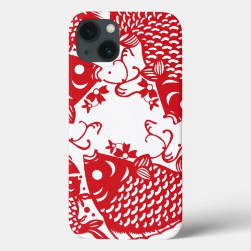 Red Whirling Koi Carp Fish Group iPhone Case 1