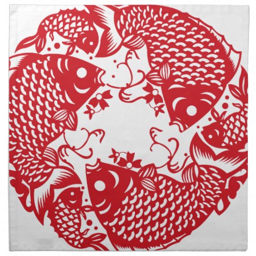 Red Whirling Koi Carp Fish Group Napkin