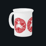 Red Whirling Koi Carp Fish Group P Beverage Pitcher<br><div class="desc">Beautiful asian style graphics of a whirling Koi fish group. Design on ceramic pitcher.</div>