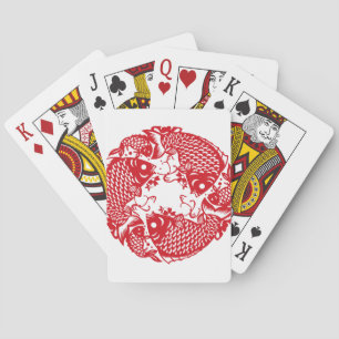 Red Whirling Koi Carp Fish Group Poker Cards