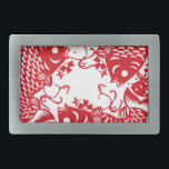 Red Whirling Koi Carp Fish Group Rectangular Belt Buckle<br><div class="desc">Beautiful asian style graphics of a whirling Koi fish group.</div>