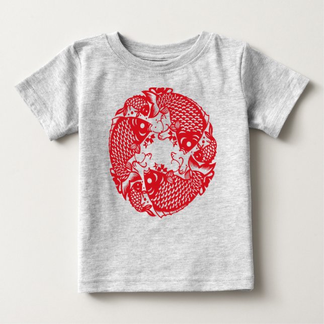 Red Whirling Koi Carp Fish Group Toddler Tee (Front)