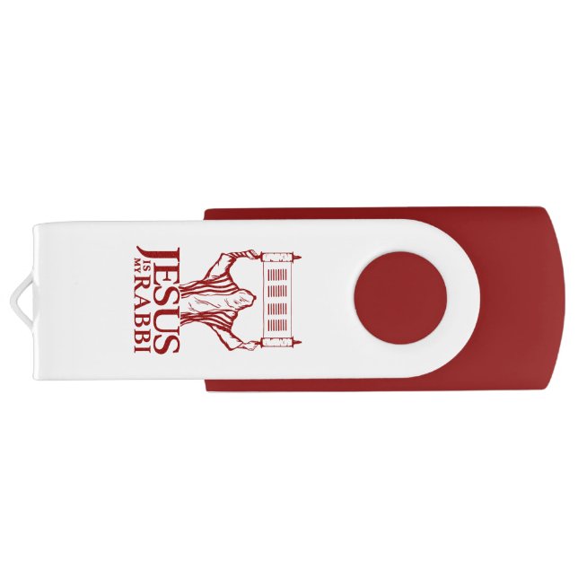 Red & White 128 GB USB 3.0 Swivel Flash Drive (Back)