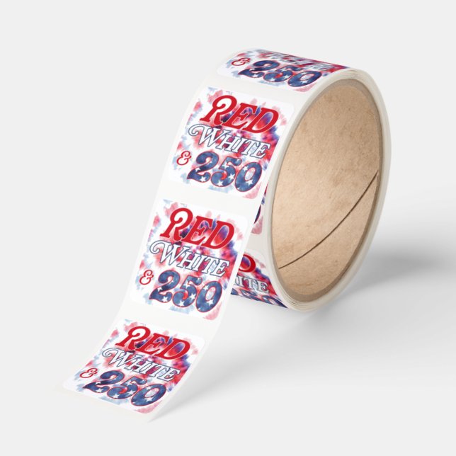 Red white & 250 square sticker (Roll)