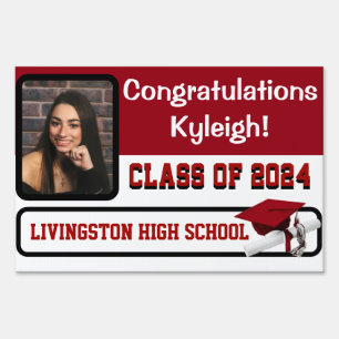 Red & White 2-Sided Large Graduation Lawn Sign