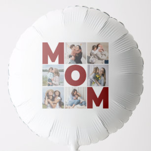 Red & White 6 Photo Collage Mom Balloon