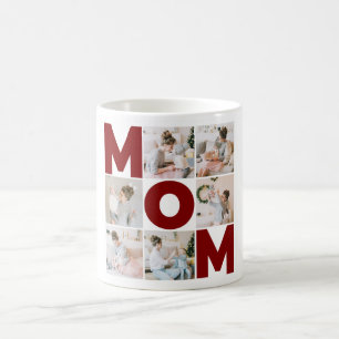 Red & White 6 Photo Collage Mom  Coffee Mug