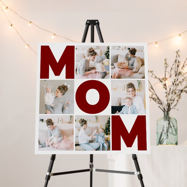 Red & White 6 Photo Collage Mom Foam Board (In Situ (Stand))