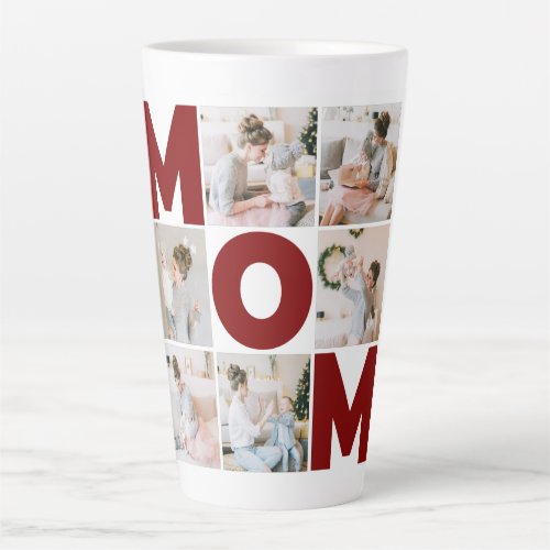 Red  White 6 Photo Collage Mom Latte Mug
