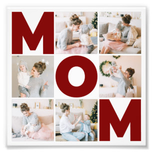 Red & White 6 Photo Collage Mom Photo Enlargement Print