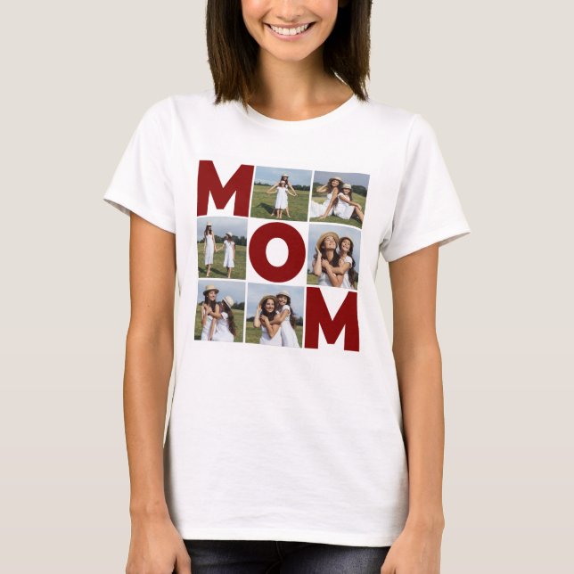 Red & White 6 Photo Collage Mom Women's T-Shirt (Front)