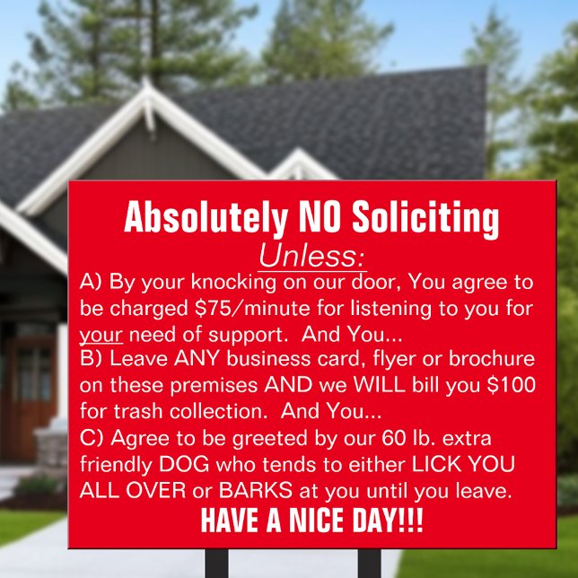Red White Absolutely No Soliciting Sign (Creator Uploaded)