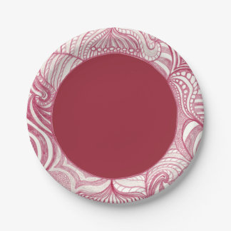 Red White Abstract Drawing Circle Paper Plates