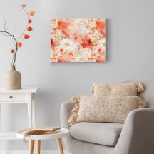 Red White Abstract Painting Floral Pattern