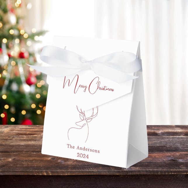 Red white abstract reindeer modern Christmas Favor Boxes (Creator Uploaded)
