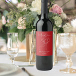 Red white abstract reindeer modern Christmas Wine Label<br><div class="desc">Red background,  and a white abstract one line reindeer.  Personalize and add a name and year. Text: Merry Christmas</div>