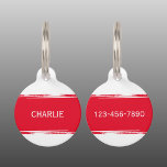 Red white add a name and contact number pet ID tag<br><div class="desc">Pet ID tag
Add a name and a contact number.
Red and white.</div>