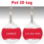 Red white add a name and contact number pet ID tag<br><div class="desc">Pet ID tag
Add a name and a contact number.
Red and white.</div>