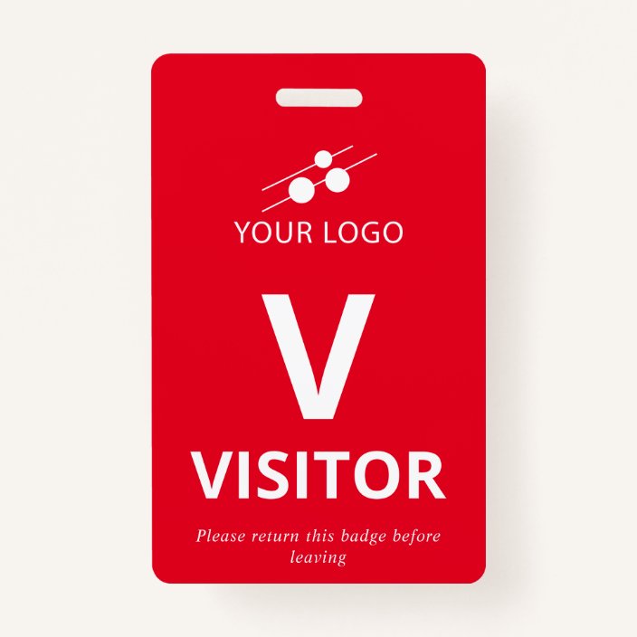 Red White Add Your Logo Visitor Badge