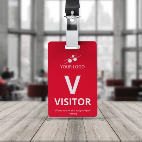 Red White Add Your Logo Visitor Badge