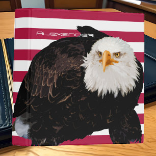 Red & White American Flag Bald Eagle Patriotic 3 Ring Binder