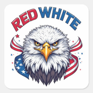 Red White American Flag Patriotic Square Sticker