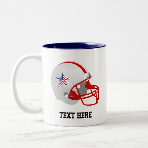 Red  White American Football Helmet Two_Tone Coffee Mug