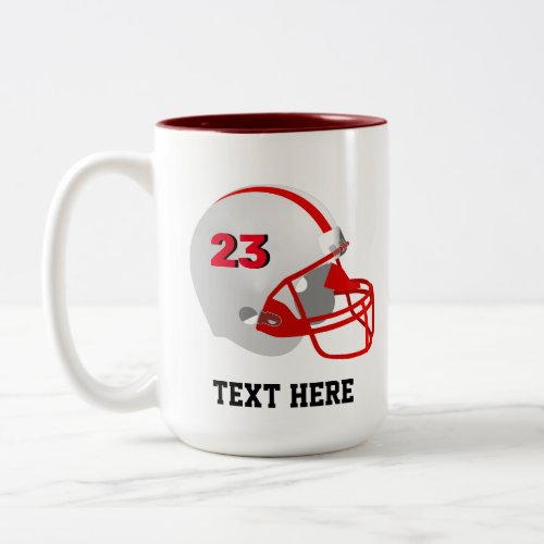 Red  White American Football Helmet Two_Tone Coffee Mug