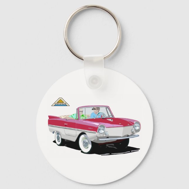 Red-White Amphicar Keychain (Front)