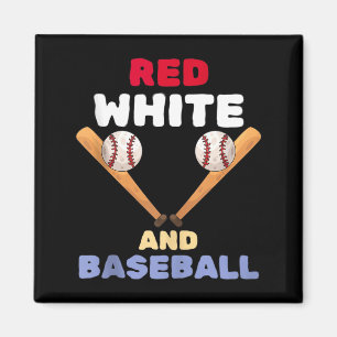Red white and baseball patriotic bat ball 4th of magnet