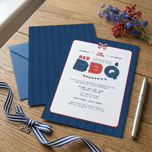 Red White and BBQ 4th of July 250 Years America Invitation (Creator Uploaded)