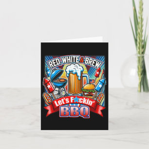 Red White And Bbq 4th Of July American Flag  Card