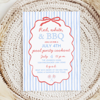 Red White and BBQ 4th of July Party Invitation