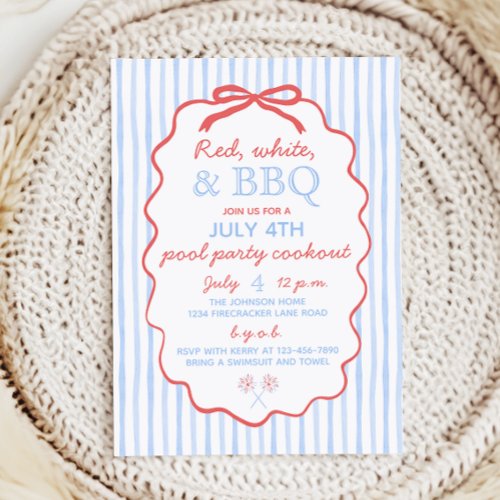 Red White and BBQ 4th of July Party Invitation Red White and BBQ 4th of July Party Invitation