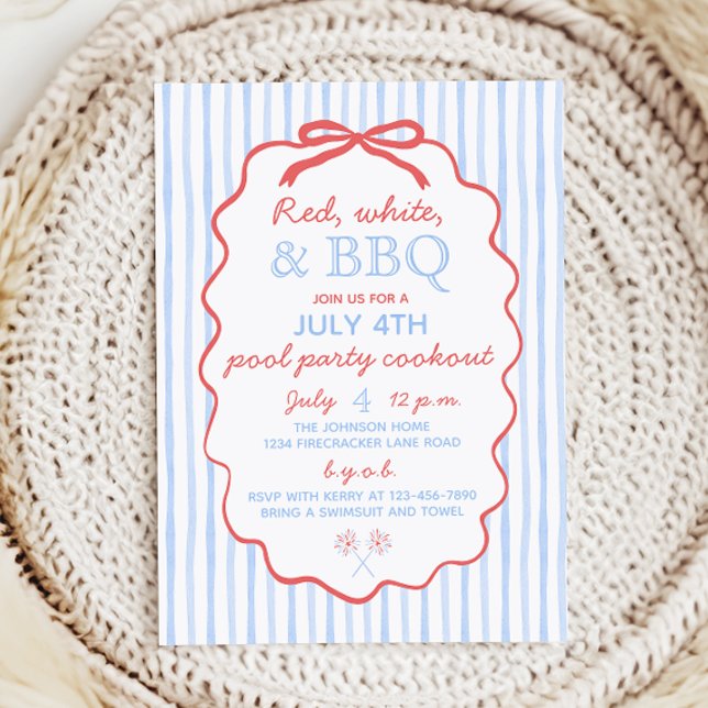Red White and BBQ 4th of July Party Invitation (Creator Uploaded)