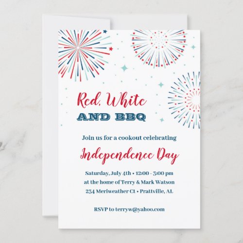 Red White and BBQ Invitation