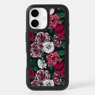 Red, white and bi-color roses with green leaves on iPhone 16 case