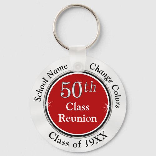 Red White and Black 50th Class Reunion Souvenirs Keychain