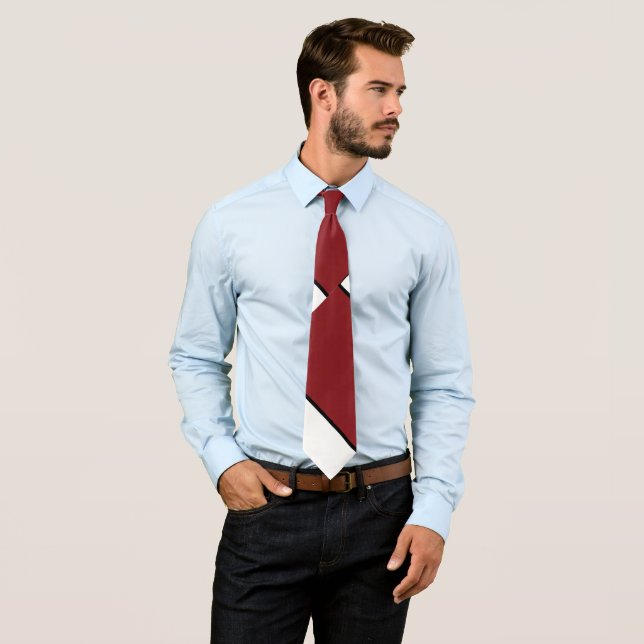 Red White and Black Abstract Neck Tie (In Situ)