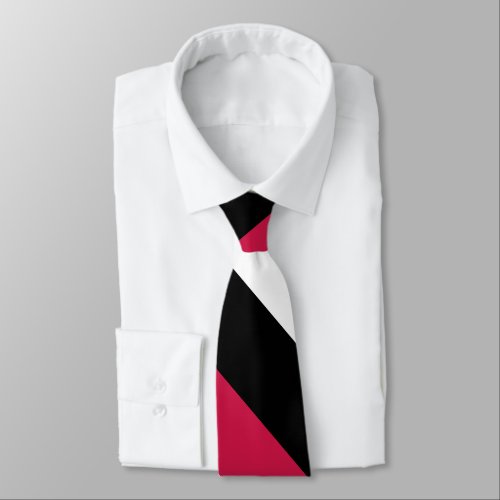 Red White and Black Broad University Stripe Neck Tie