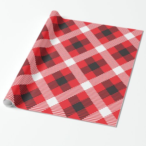 Red white and black buffalo plaid pattern wrapping paper