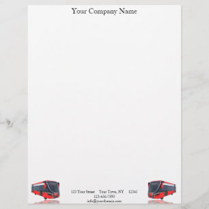 Red White and Black Bus on White Letterhead